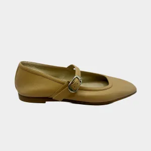 Le Monde women's nude lambskin ballet flats with buckle strap