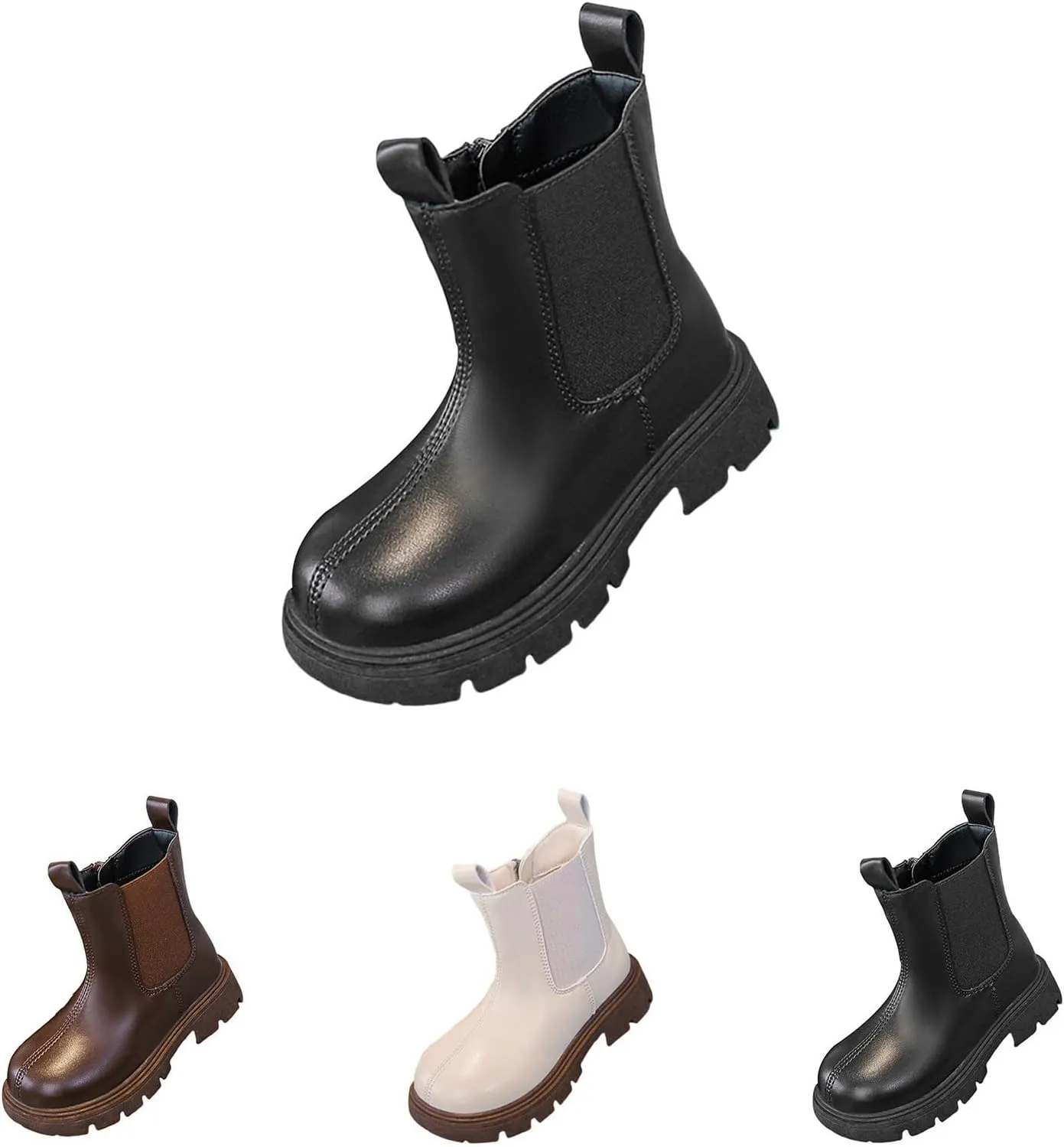 Leather aterproof Booties For Girls Kids Dress Dance Outdoor Non Slip Shoes Side Zipper Sole Soft Boots Light Comfy
