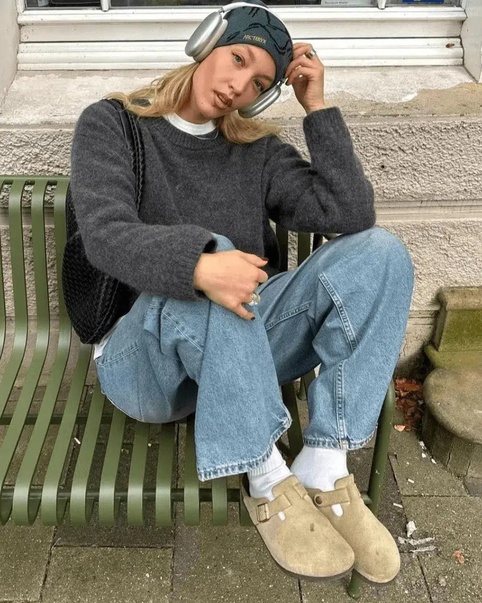 Liria – Faux fur-lined – Suede clogs