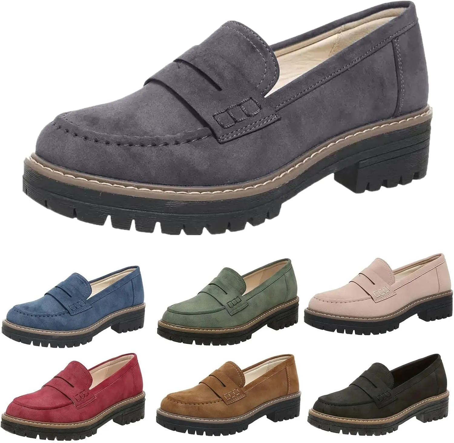 Loafers for Women 2025, Women's Loafers Classic Penny Loafers,Platform Chunky Penny Loafers for Women,Slip-On Dress Business Casual Office Work Shoes for Women,Penny Loafers