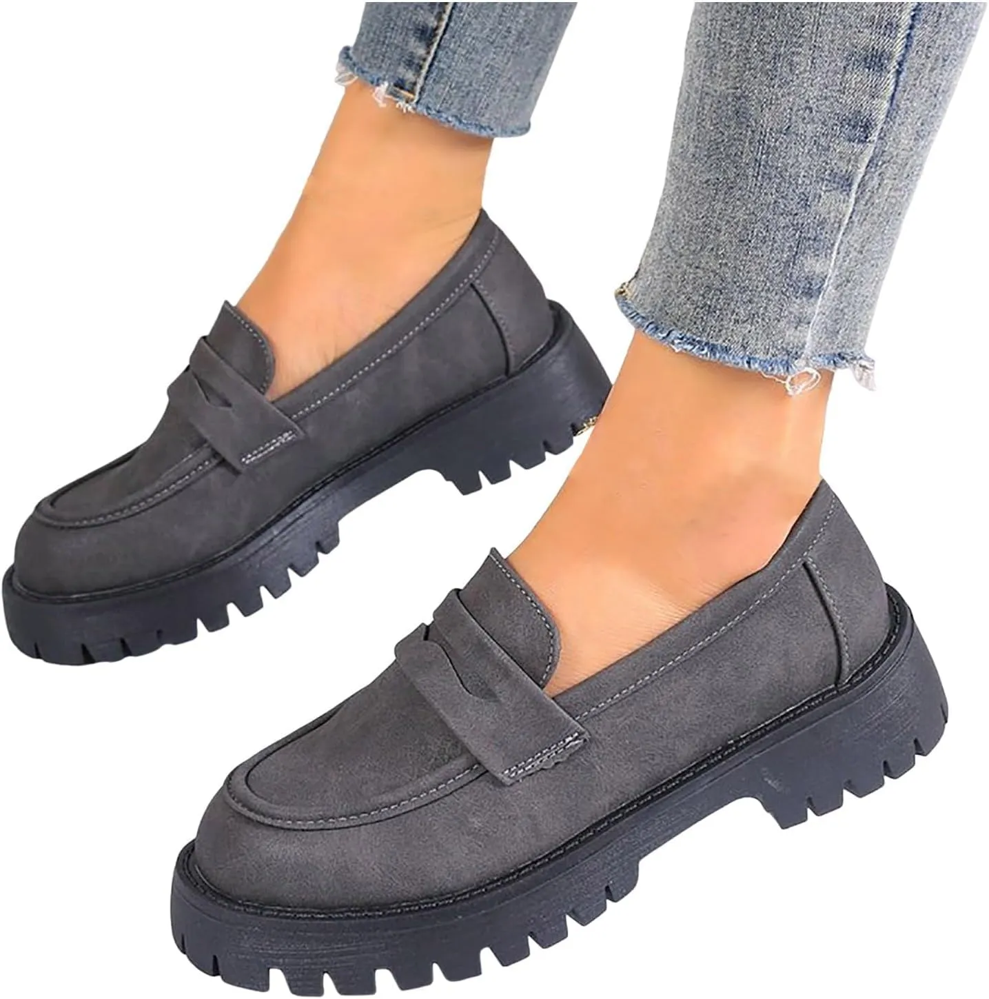 Loafers for Women 2025, Women's Loafers Classic Penny Loafers,Platform Chunky Penny Loafers for Women,Slip-On Dress Business Casual Office Work Shoes for Women,Penny Loafers