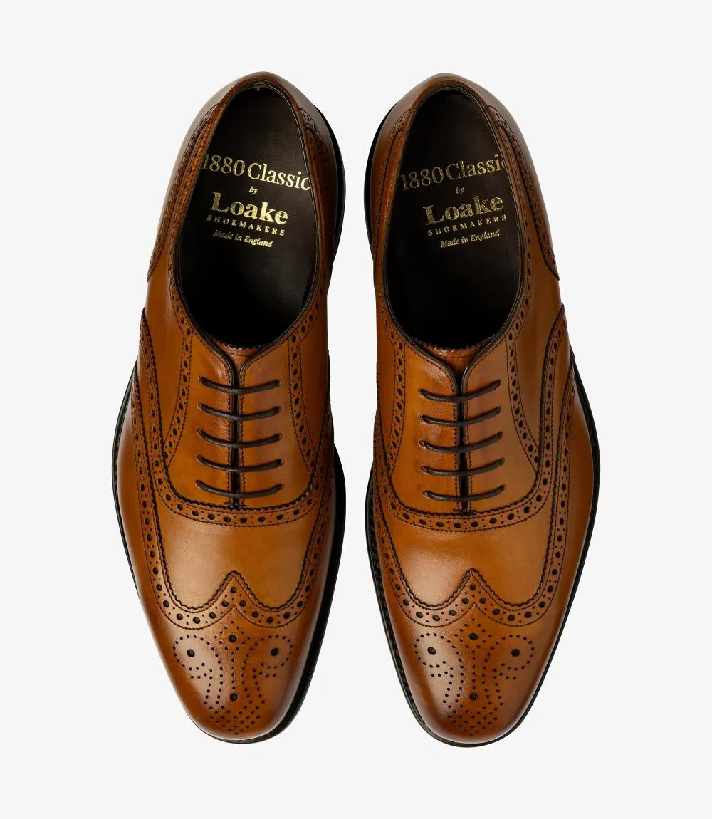 LOAKE BUCKINGHAM TAN OXFORD BROGUE RUBBER SOLE G-WIDE