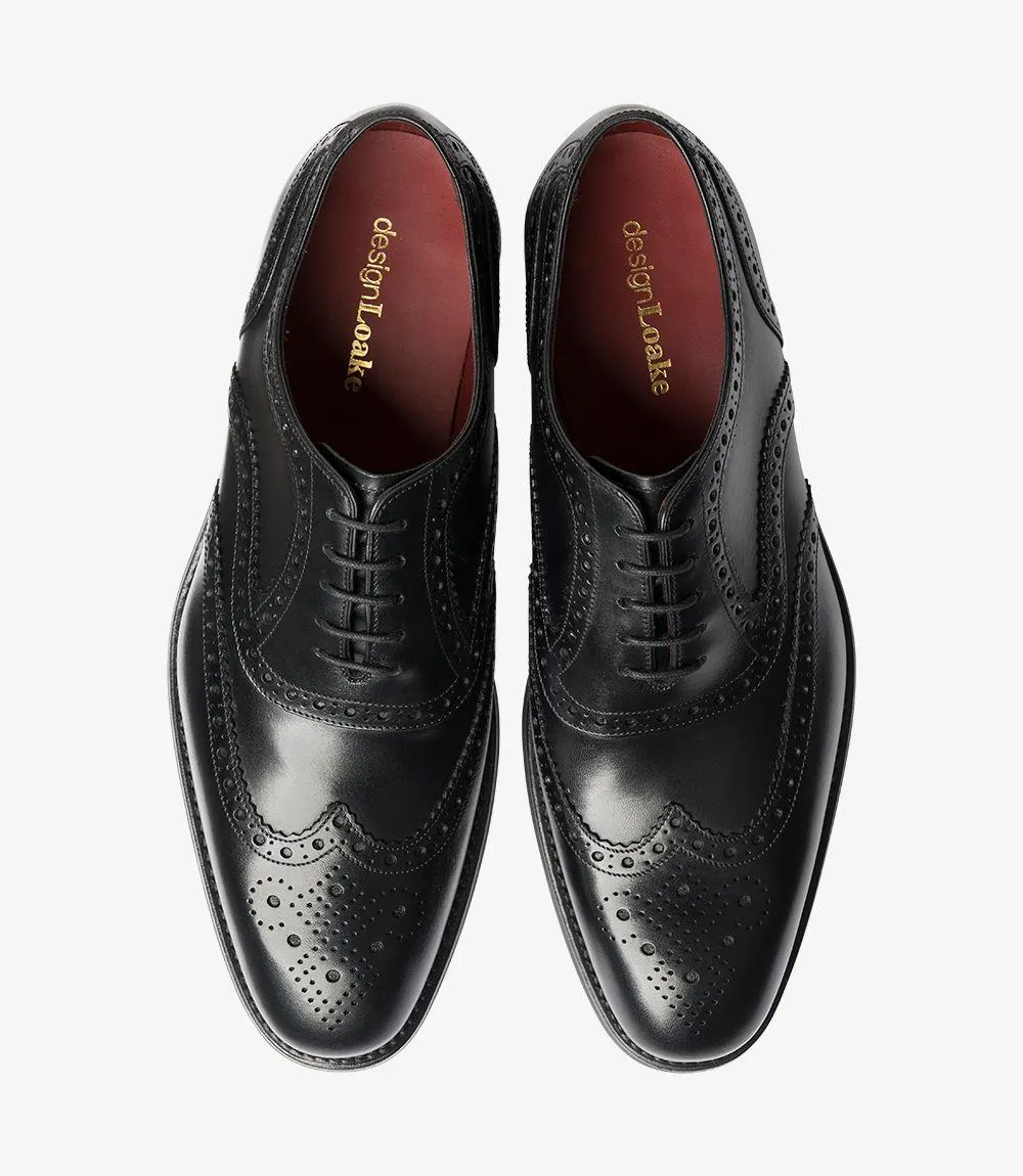 LOAKE KERRIDGE BLACK OXFORD BROGUE RUBBER SOLE F-MEDIUM