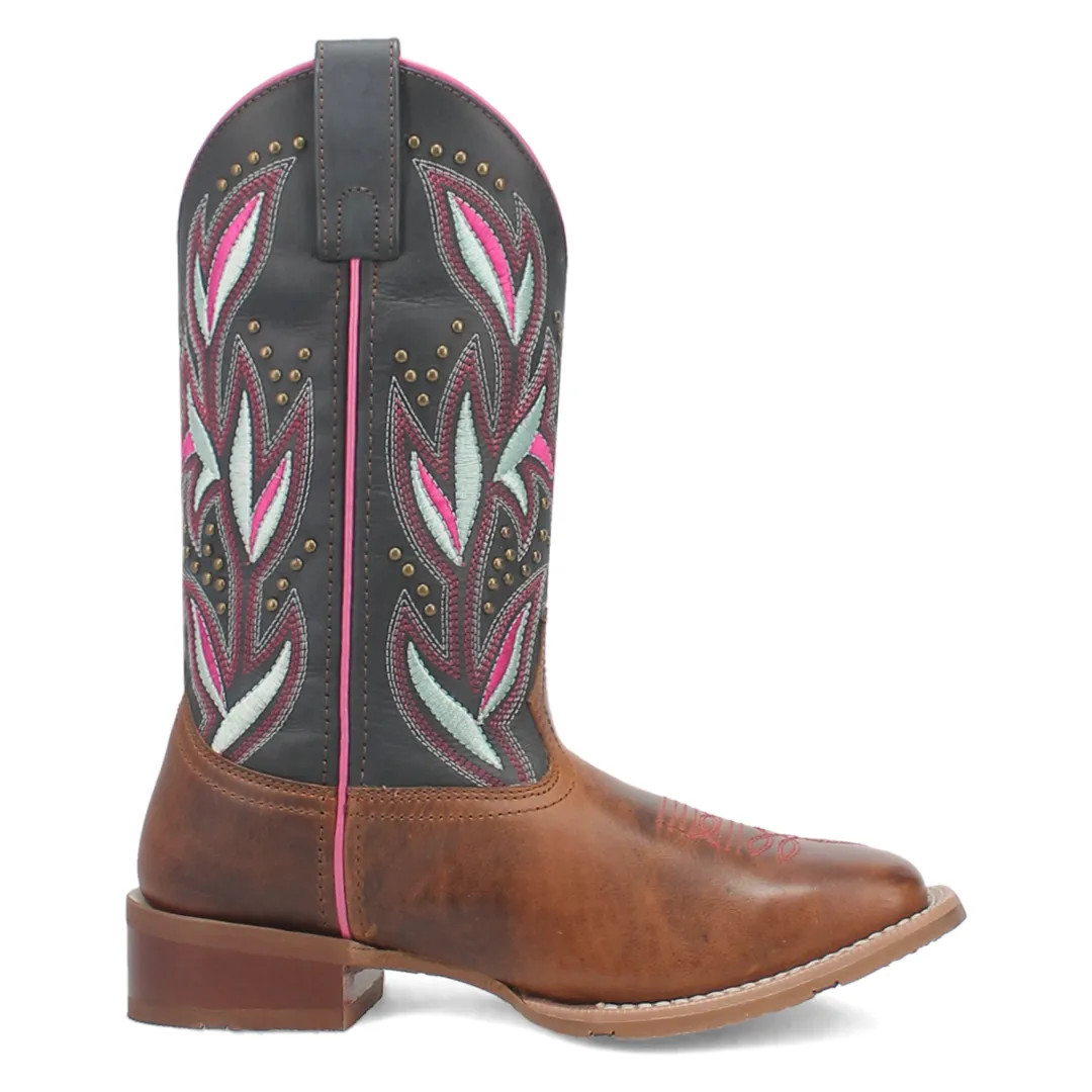 Lydia Leather Boot - Tan/Blue - 5604