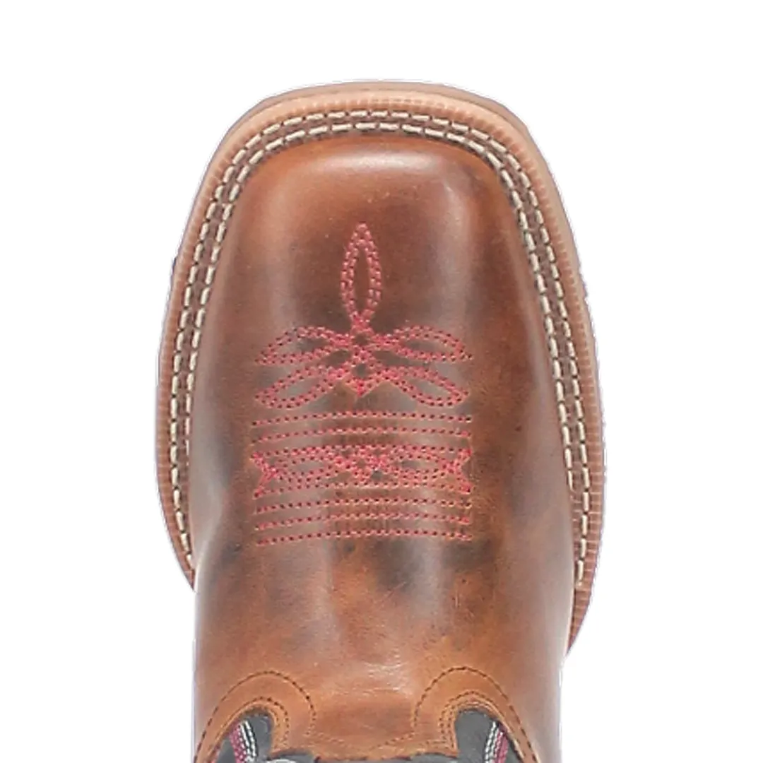 Lydia Leather Boot - Tan/Blue - 5604