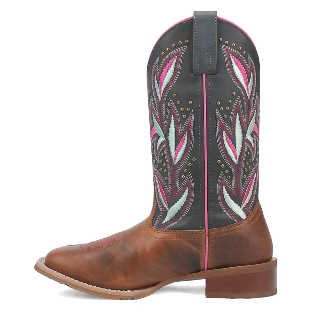 Lydia Leather Boot - Tan/Blue - 5604
