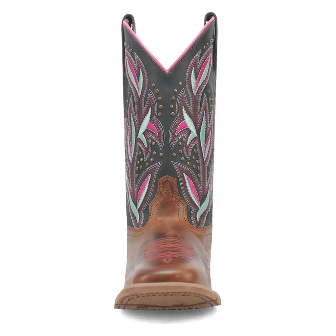 Lydia Leather Boot - Tan/Blue - 5604