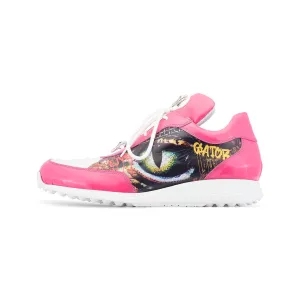 Mauri Solace 8741/2 Men's Shoes Fucsia & White Exotic Crocodile / Patent / Calf-Skin Leather Casual Sneakers (MA5547)