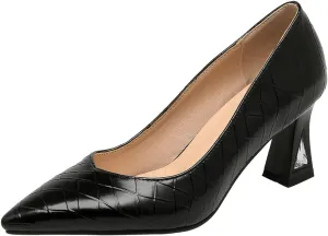 Meefit Women Pointed Toe Kitten Heel Pumps Slip On Chunky Heel Party Pumps