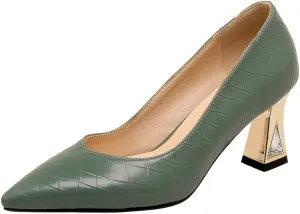 Meefit Women Pointed Toe Kitten Heel Pumps Slip On Chunky Heel Party Pumps