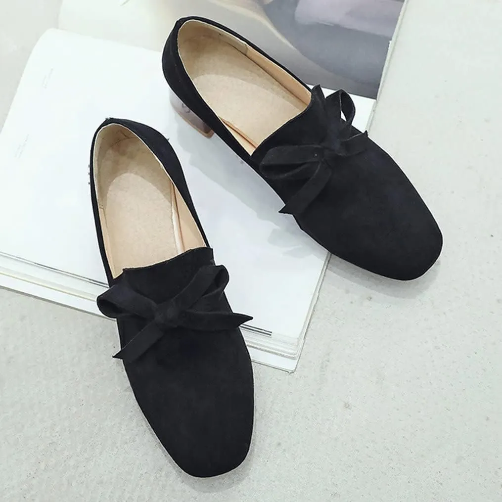 Meefit Women Stacked Heel Loafers Square Toe Low Chunky Heel Slip On Pumps