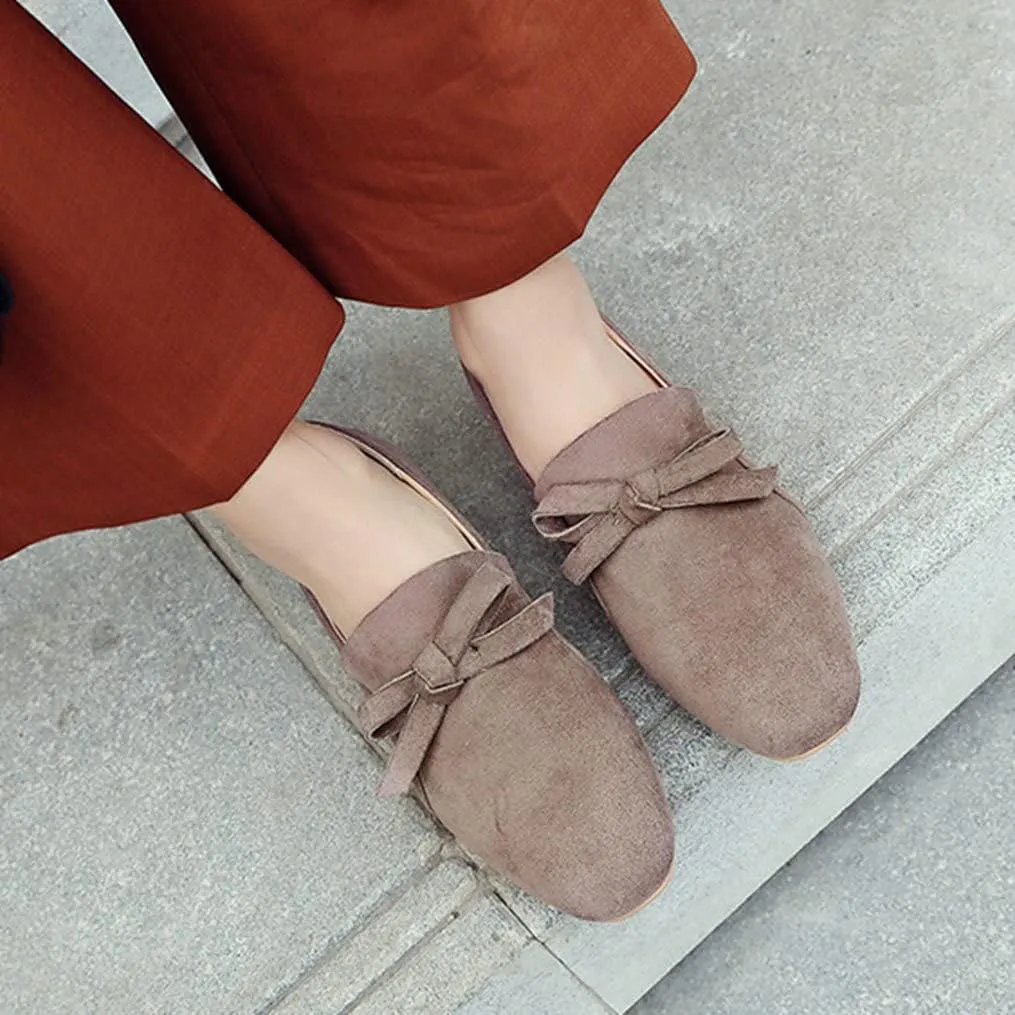 Meefit Women Stacked Heel Loafers Square Toe Low Chunky Heel Slip On Pumps