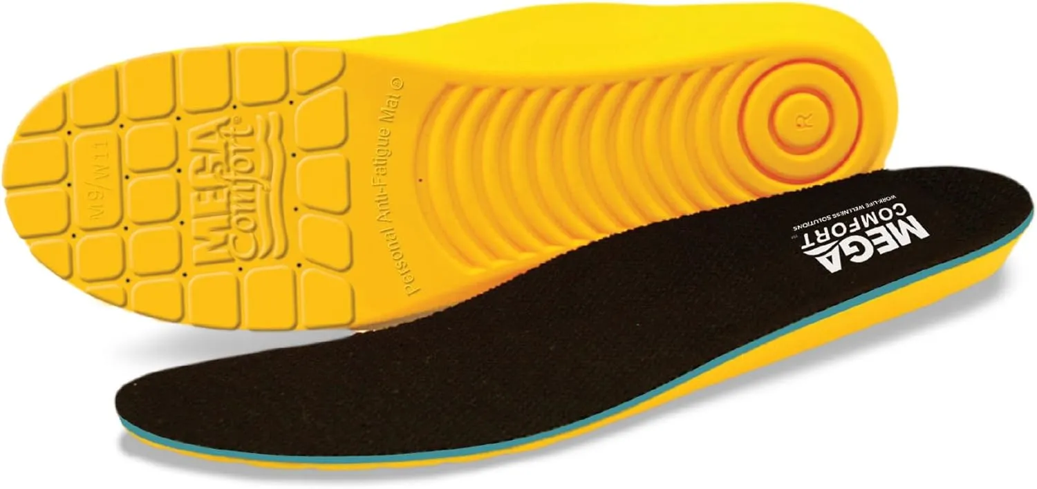 MEGAComfort Personal Anti-Fatigue Mat Shoe Inserts, Size M10/W12, Memory Foam Insoles and Shock Absorption, Ergonomically Designed, Reduce Pain and Improve Balance