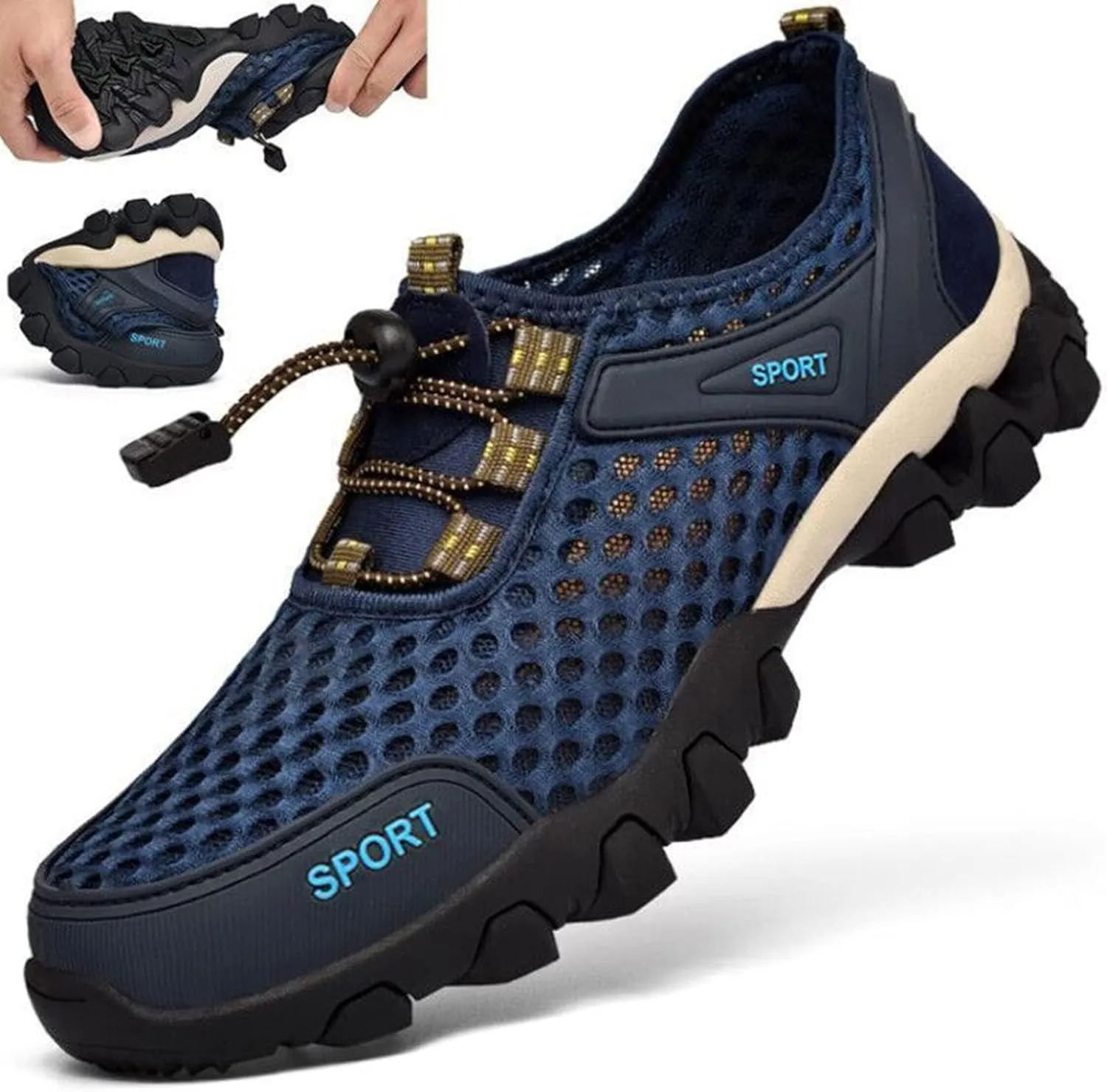 Men Summer Mesh Breathable Hiking Shoes Comfortable Walking Shoes Outdoor Travel Shoes Sneaker Rack for Men Bedroom Men Shoes