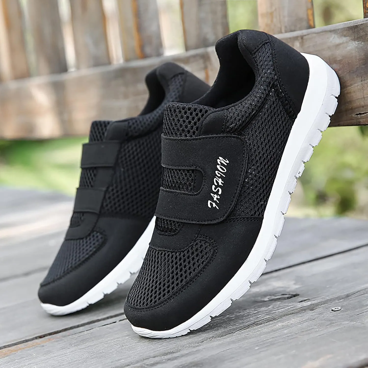 Men's 2023 New Hook Loop Solid Color Fly Woven Mesh Breathable Running Shoes Sneaker Boots Men Men's Sandals Men Shoes