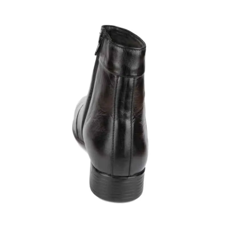 Mens Black Zip Up Ankle Boot