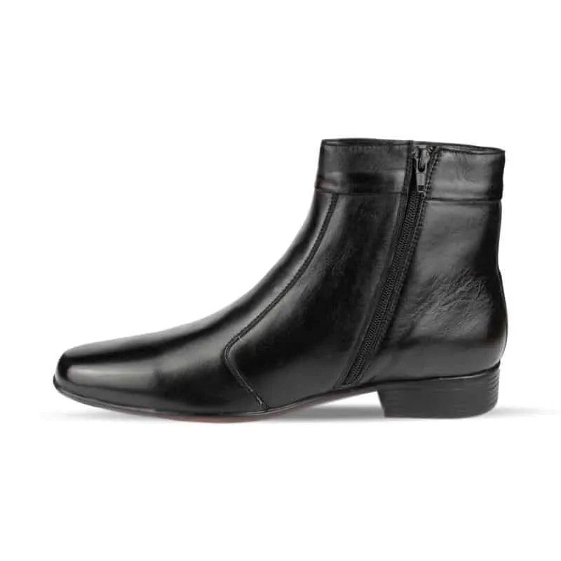 Mens Black Zip Up Ankle Boot