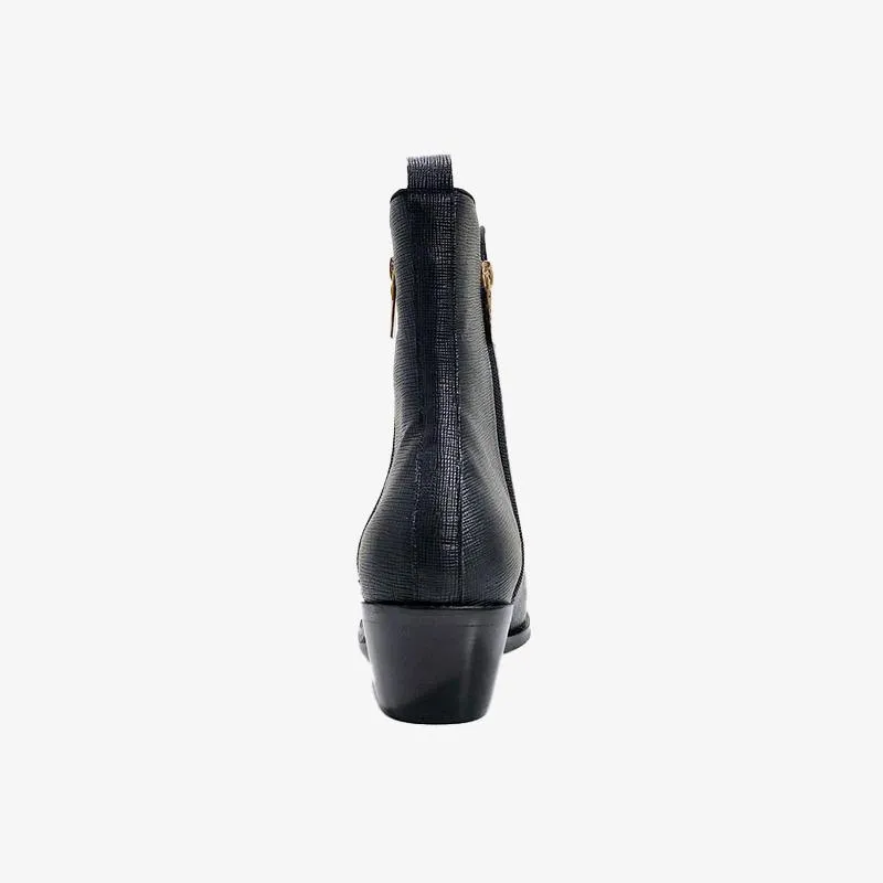Men's Black Zipper Boots
