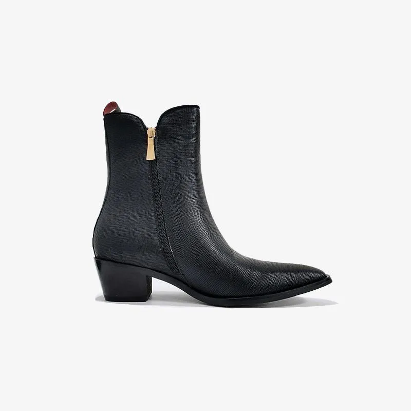 Men's Black Zipper Boots