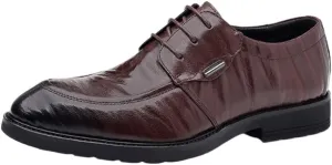 Men's Casual Dress Oxfords Shoes Hollow Breathable Walking Shoes Low Top Non-Slip Business Leather