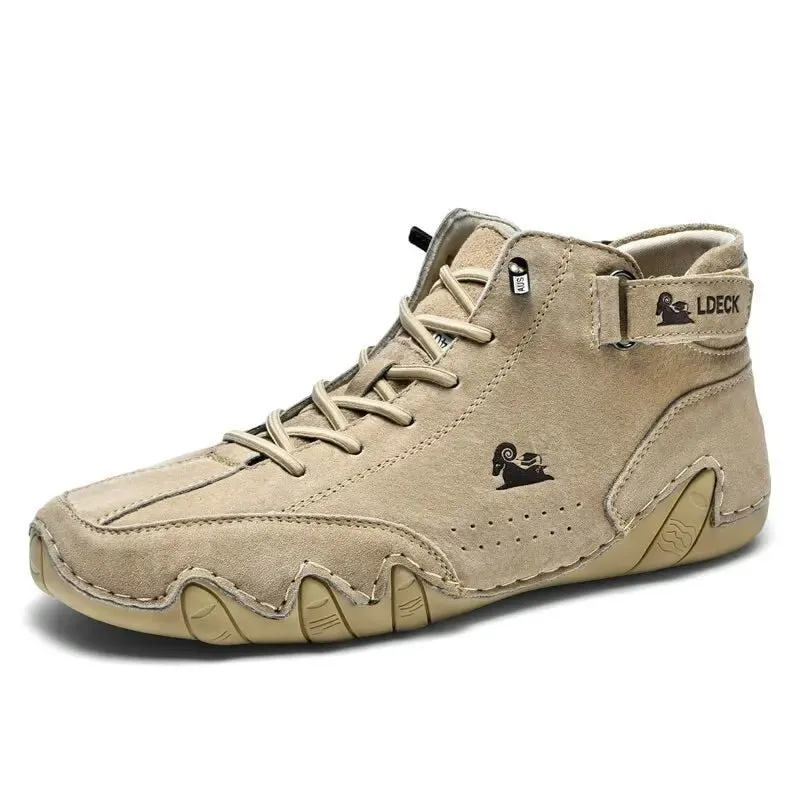 Men's Casual Motorcycle Boots – Waterproof Microfiber, Rubber Outsole