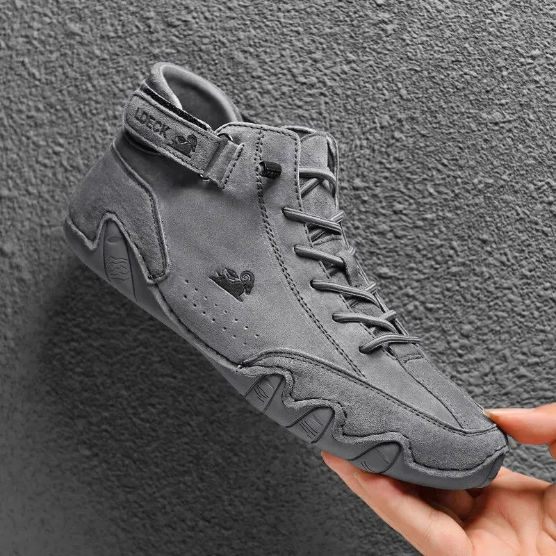 Men's Casual Motorcycle Boots – Waterproof Microfiber, Rubber Outsole