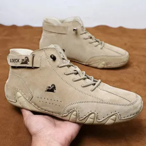 Men's Casual Motorcycle Boots – Waterproof Microfiber, Rubber Outsole