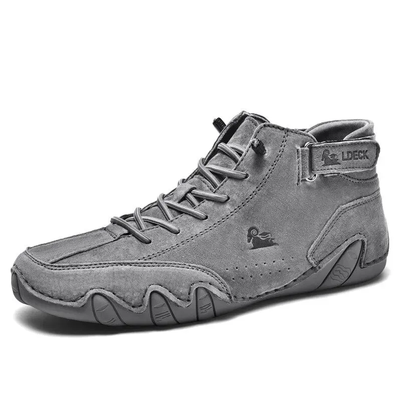Men's Casual Motorcycle Boots – Waterproof Microfiber, Rubber Outsole