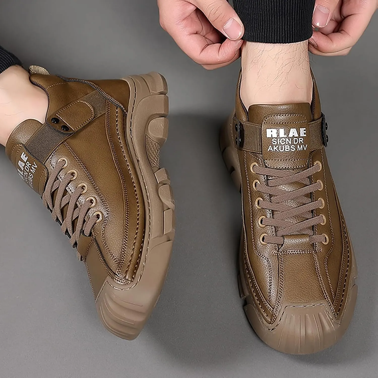Mens Casual Shoes Fashion Sneakers Dress Shoes Comfortable Non-Slip Walking Hiking Shoes Lace Up Leather Oxfords for Men