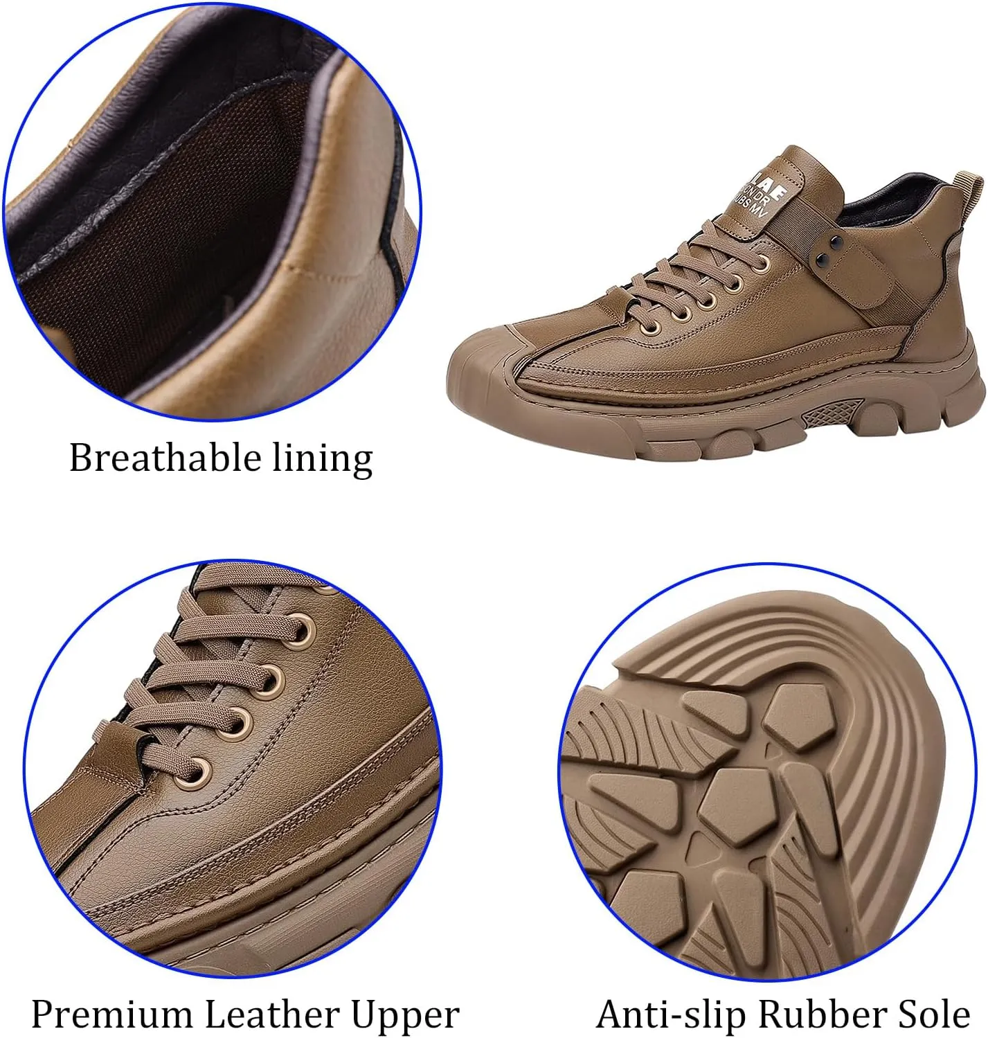 Mens Casual Shoes Fashion Sneakers Dress Shoes Comfortable Non-Slip Walking Hiking Shoes Lace Up Leather Oxfords for Men