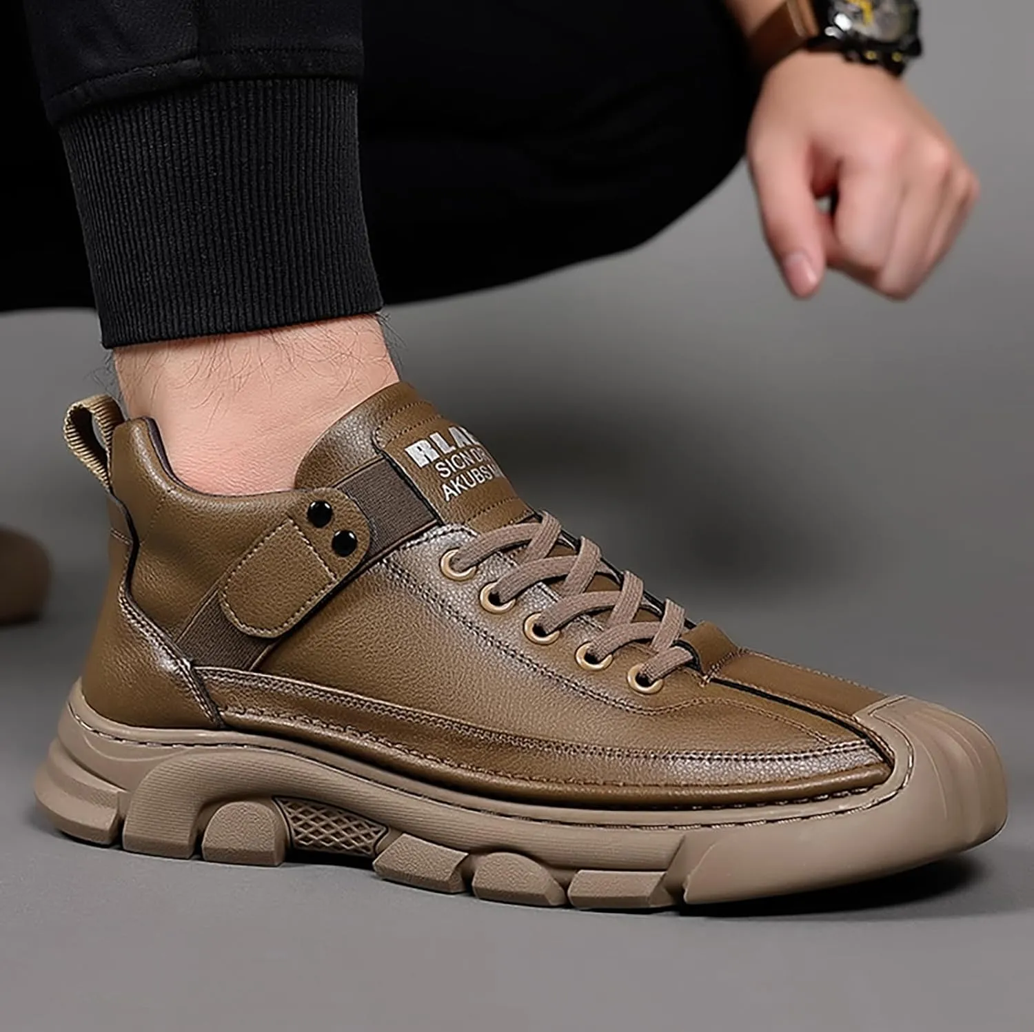 Mens Casual Shoes Fashion Sneakers Dress Shoes Comfortable Non-Slip Walking Hiking Shoes Lace Up Leather Oxfords for Men