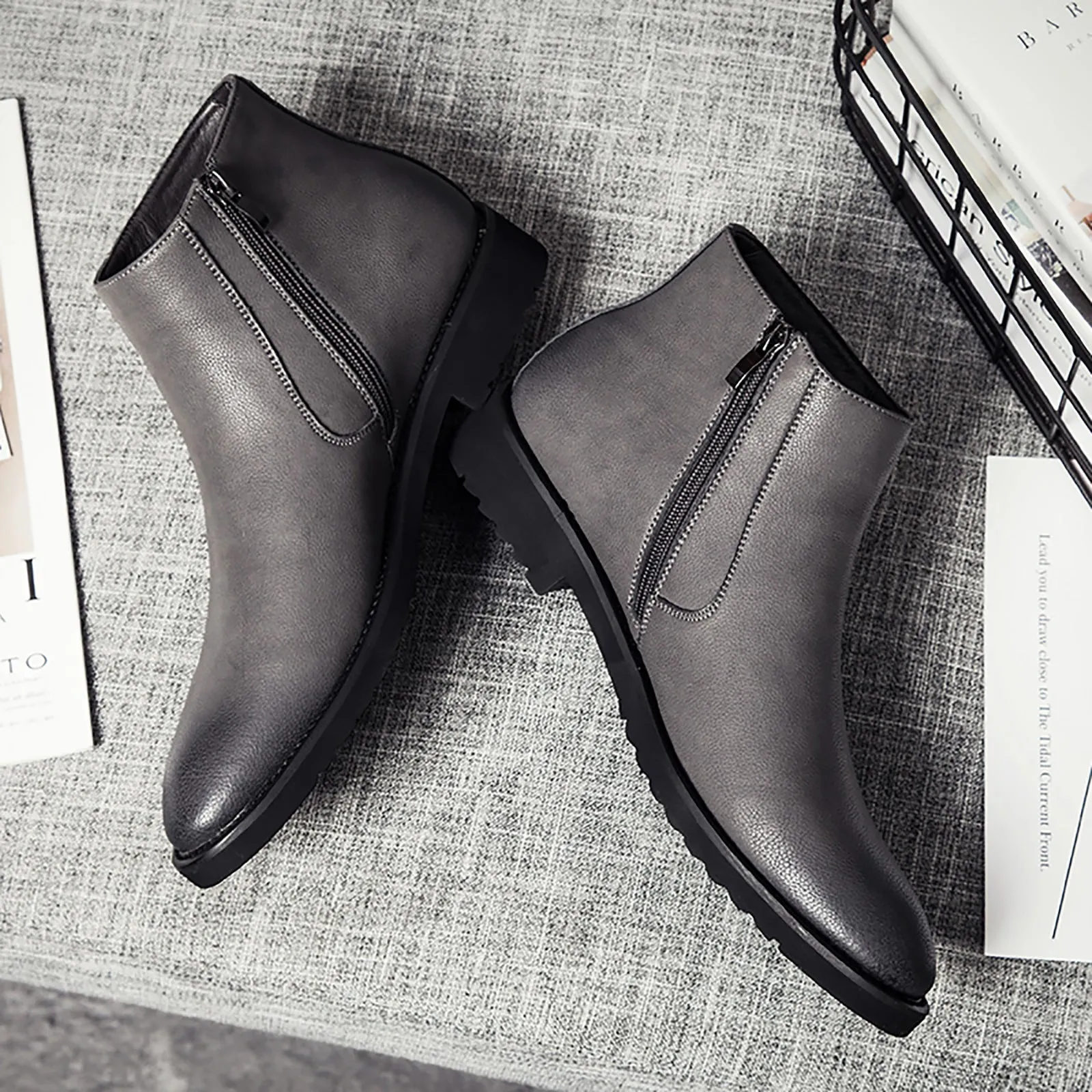 Men's  Chelsea Boots Leather Zipper