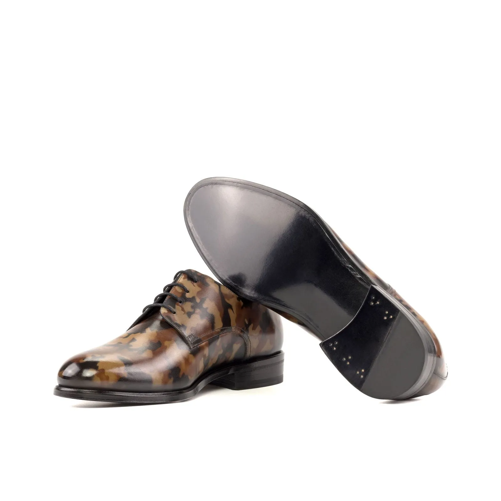 Men's Derby Shoes Patina Leather Wide Plus Size Dark Brown Brown 5283