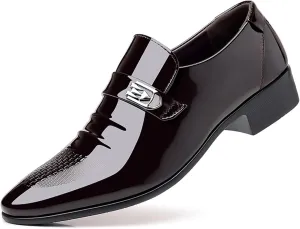 Men's Dress Shoes Patent Leather Wedding Dress Shoes Slip-On Loafers for Men Tuxedo Suit Shoes