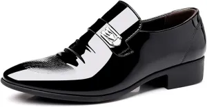 Men's Dress Shoes Patent Leather Wedding Dress Shoes Slip-On Loafers for Men Tuxedo Suit Shoes