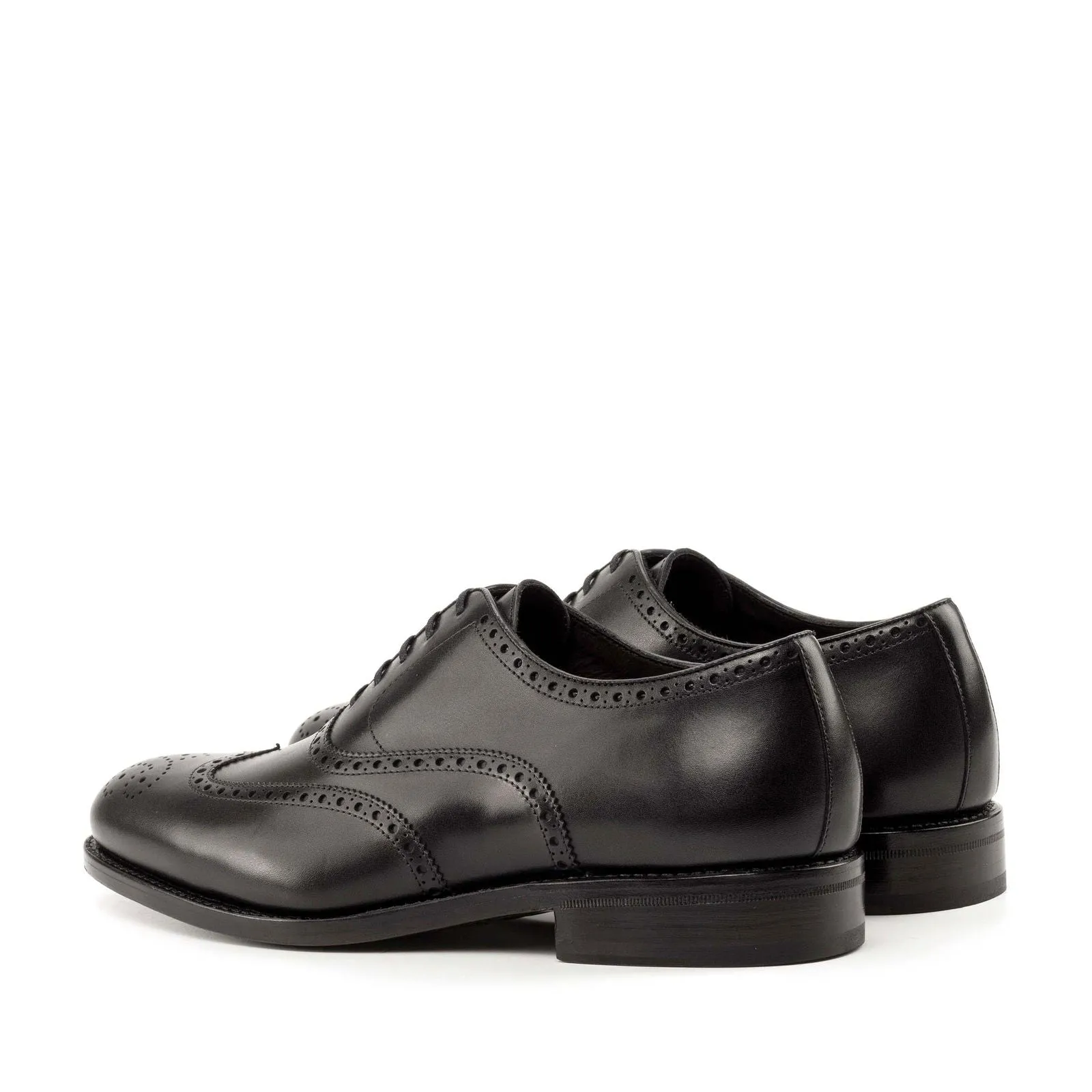 Men's Full Brogue Leather Shoes Goodyear Welt Wide Plus Size Black 5006
