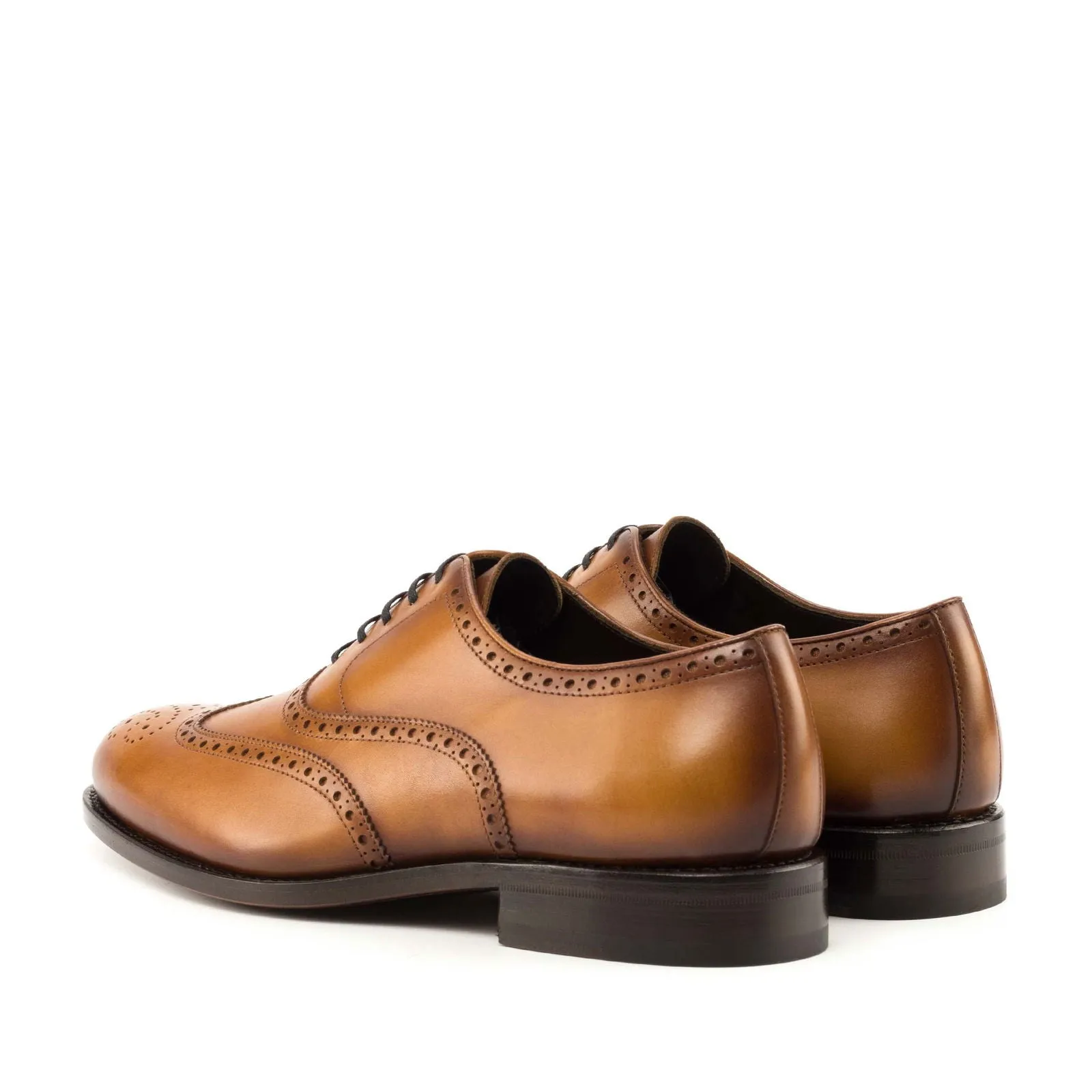 Men's Full Brogue Leather Shoes Goodyear Welt Wide Plus Size Brown 5008