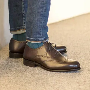Men's Full Brogue Leather Shoes Wide Plus Size 5988