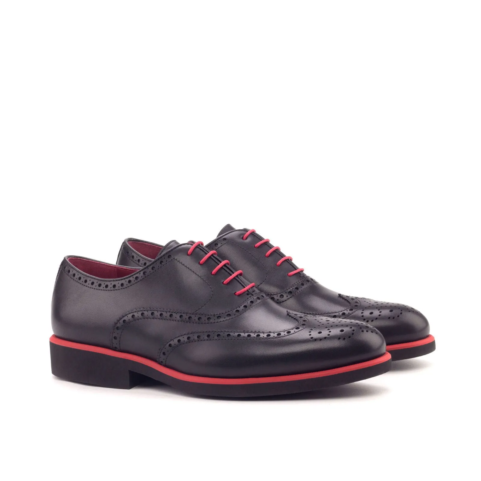 Men's Full Brogue Leather Shoes Wide Plus Size Black 2920