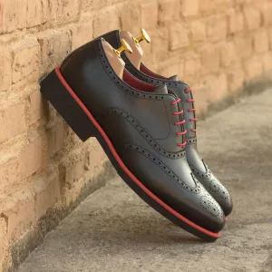 Men's Full Brogue Leather Shoes Wide Plus Size Black 2920