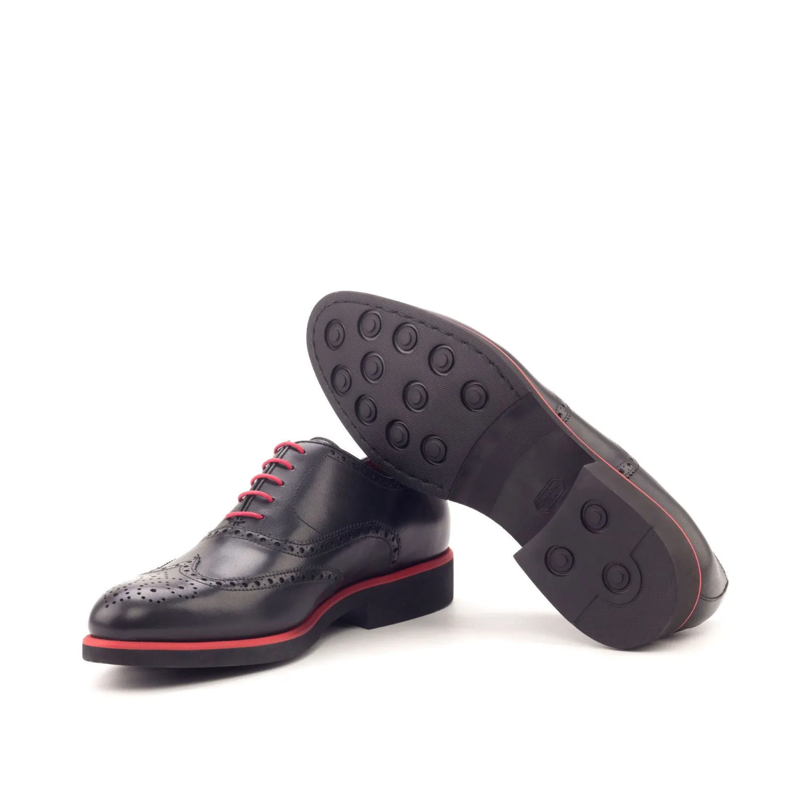 Men's Full Brogue Leather Shoes Wide Plus Size Black 2920
