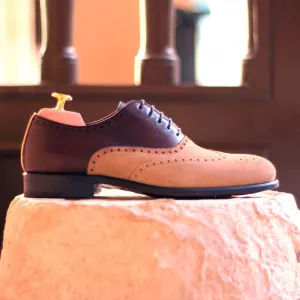 Men's Full Brogue Leather Shoes Wide Plus Size Brown Dark Brown 1718