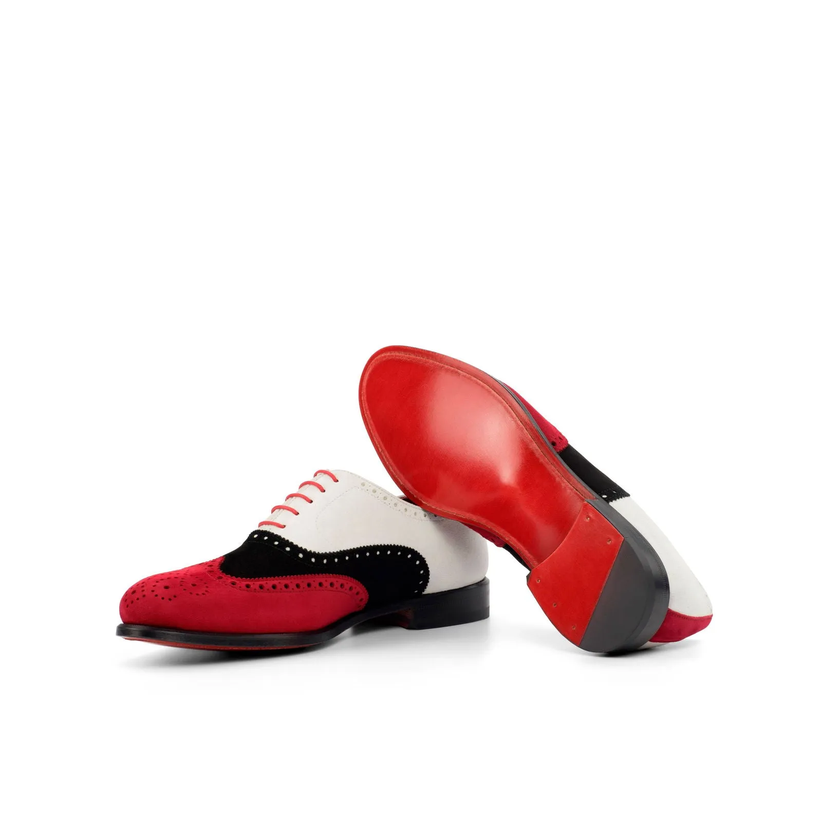 Men's Full Brogue Leather Shoes Wide Plus Size Red Black 4436