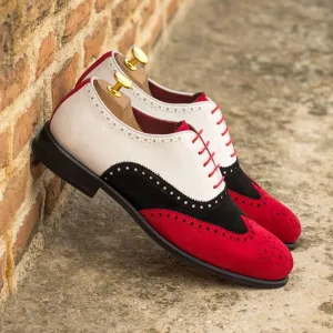 Men's Full Brogue Leather Shoes Wide Plus Size Red Black 4436