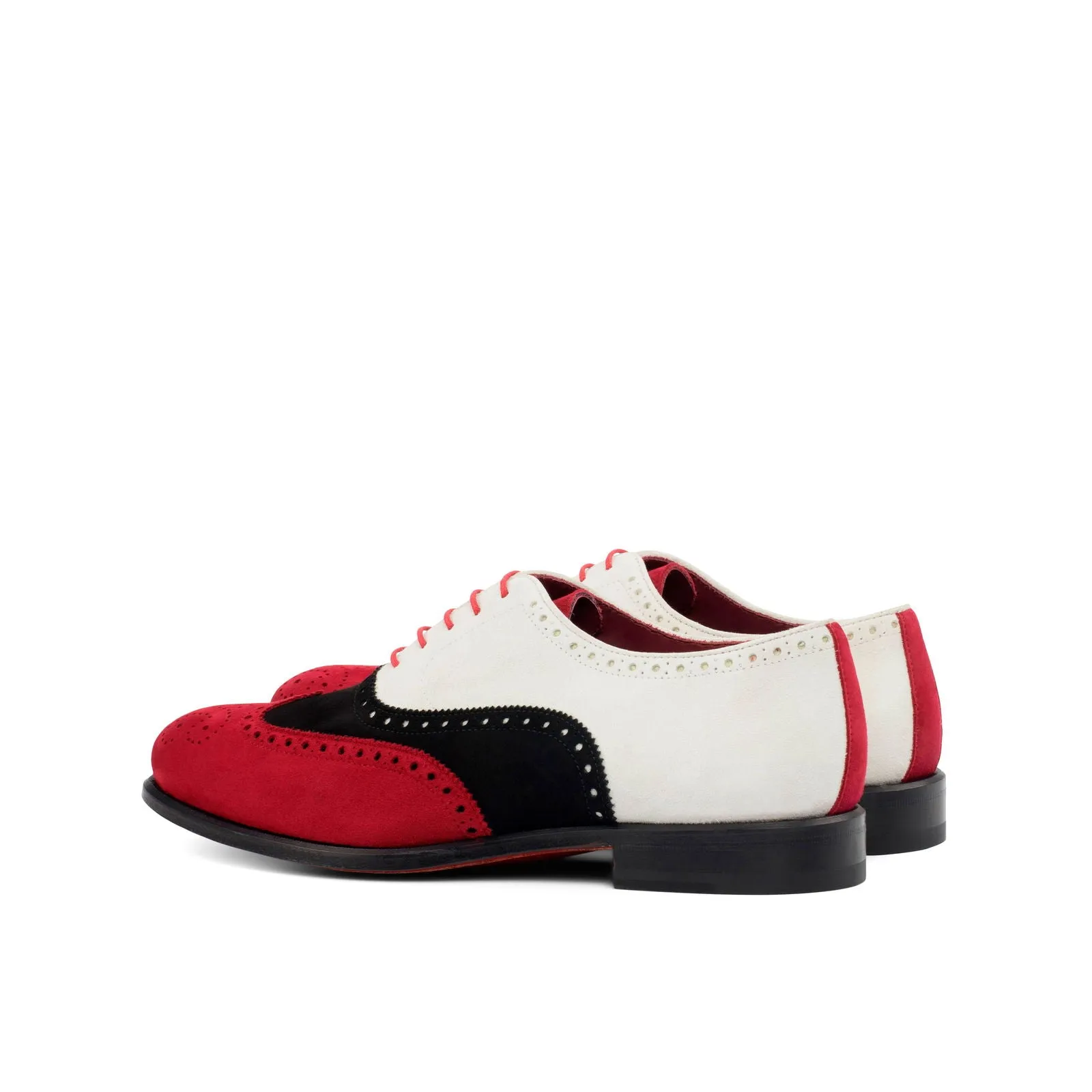Men's Full Brogue Leather Shoes Wide Plus Size Red Black 4436
