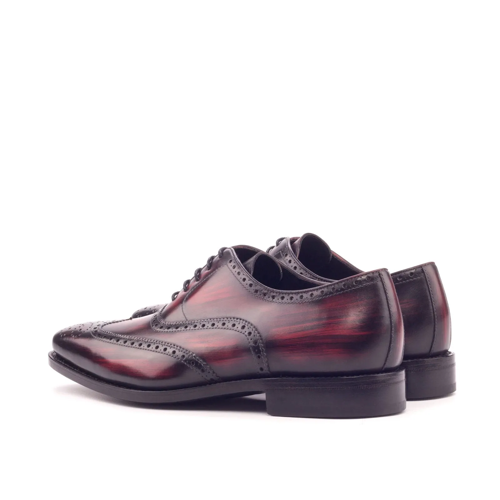 Men's Full Brogue Shoes Patina Leather Goodyear Welt Wide Plus Size Burgundy 3408