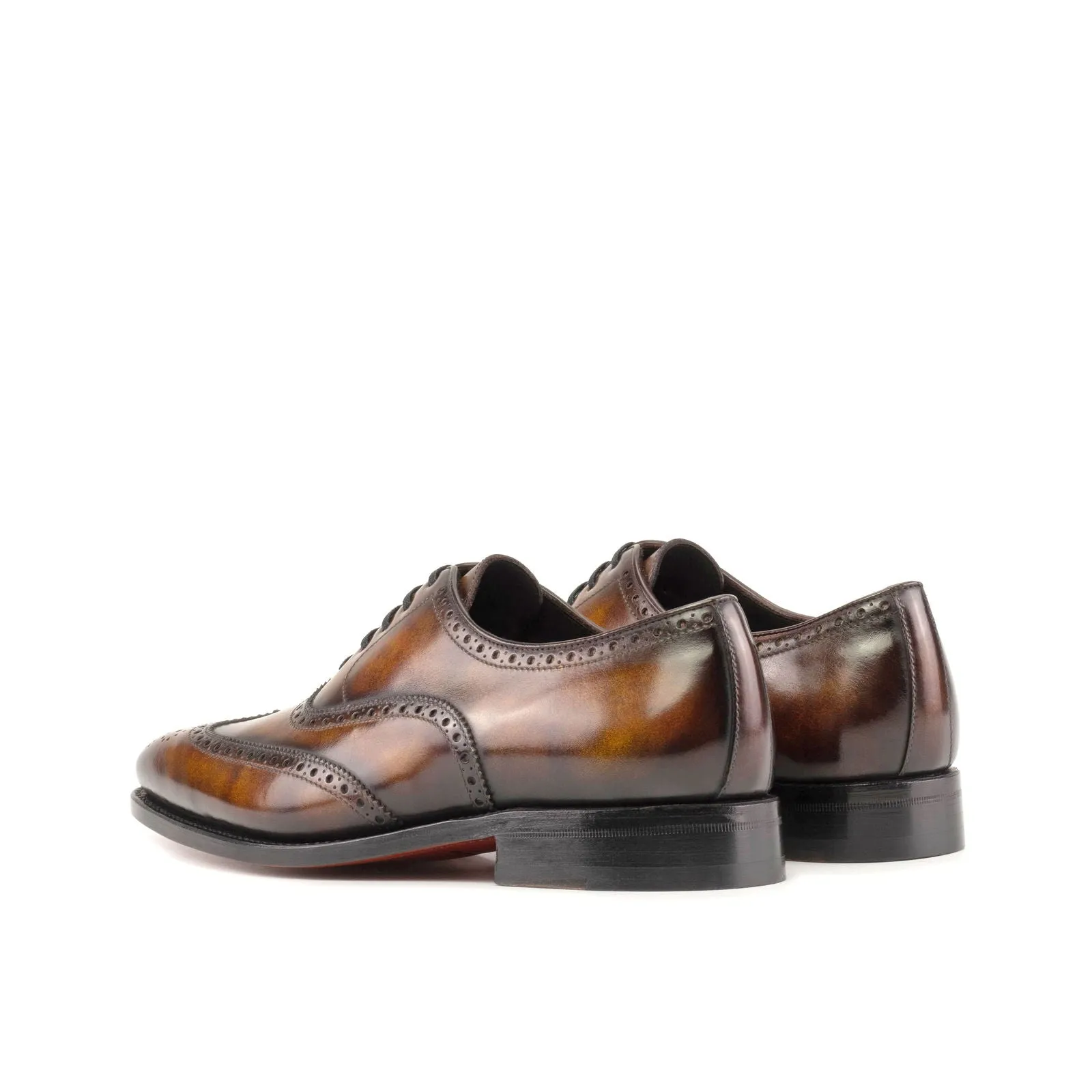 Men's Full Brogue Shoes Patina Leather Goodyear Welt Wide Plus Size Burgundy 5533