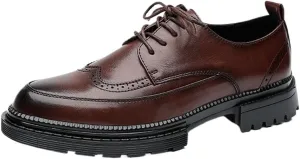 Mens Height Increase Oxford Shoes Casual Lace Up Dress Leather Shoes Trendy Tuxedo Shoes for Men