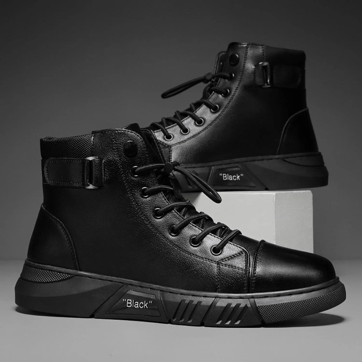 Men’s Italian Handmade High-Top Leather Boots Men’s Motorcycle Shoes Non-Slip Soft Business Boots