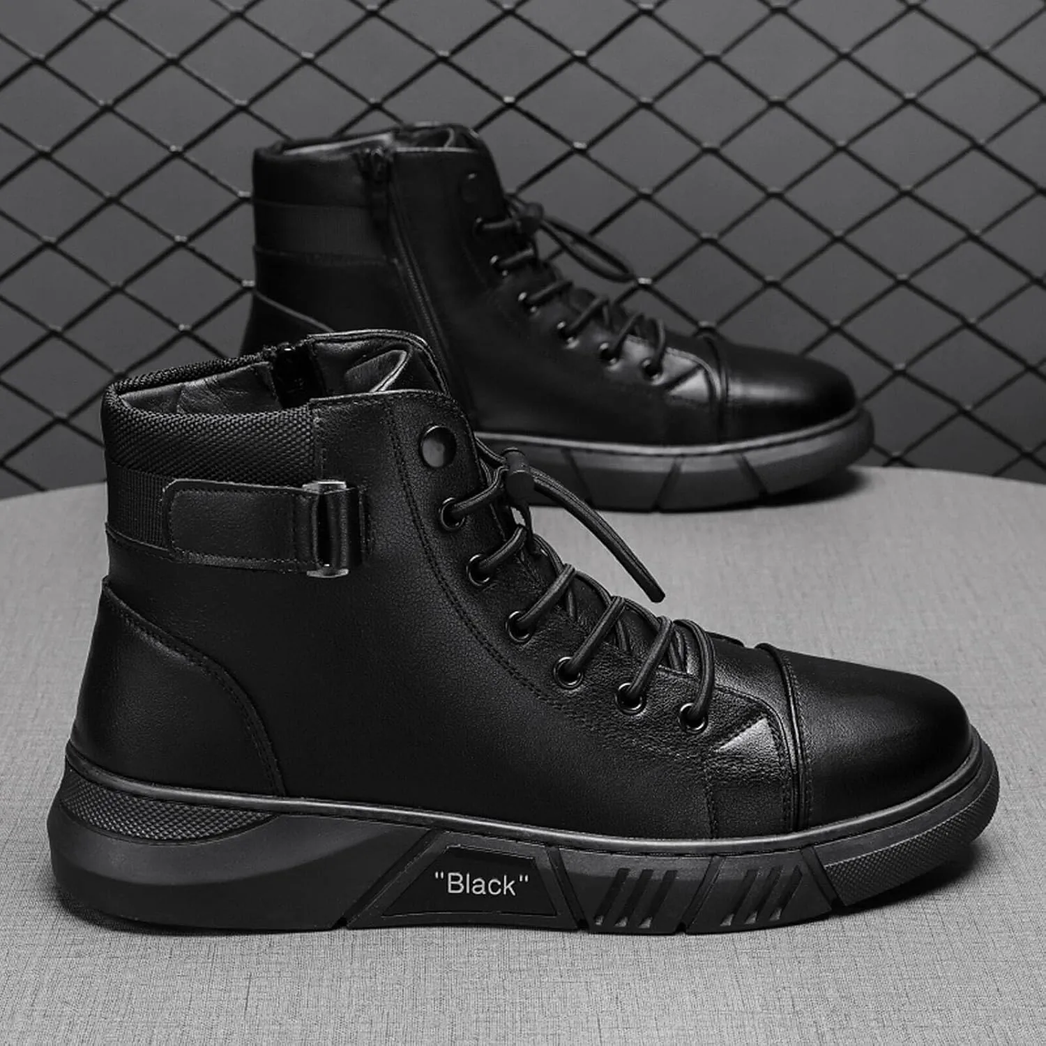 Men’s Italian Handmade High-Top Leather Boots Men’s Motorcycle Shoes Non-Slip Soft Business Boots